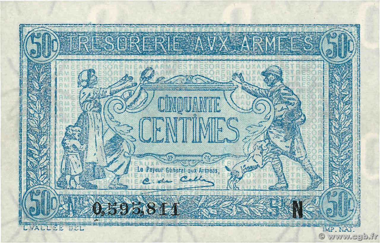 50 Centimes TRÉSORERIE AUX ARMÉES 1917 FRANCE  1917 VF.01.14 NEUF