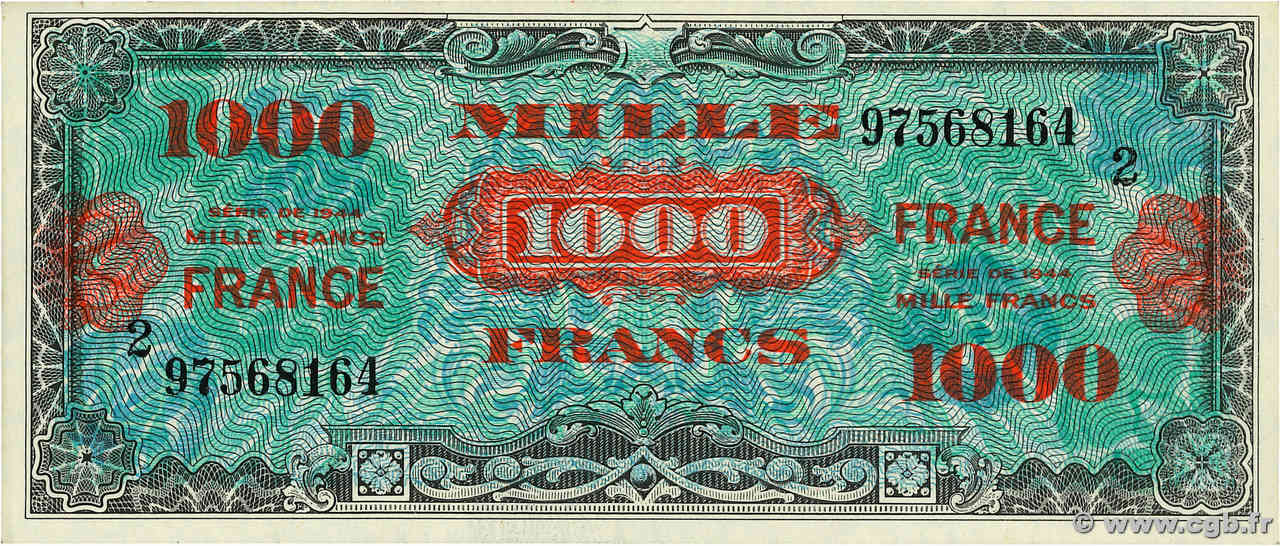 1000 Francs FRANCE FRANCE  1945 VF.27.02 SPL