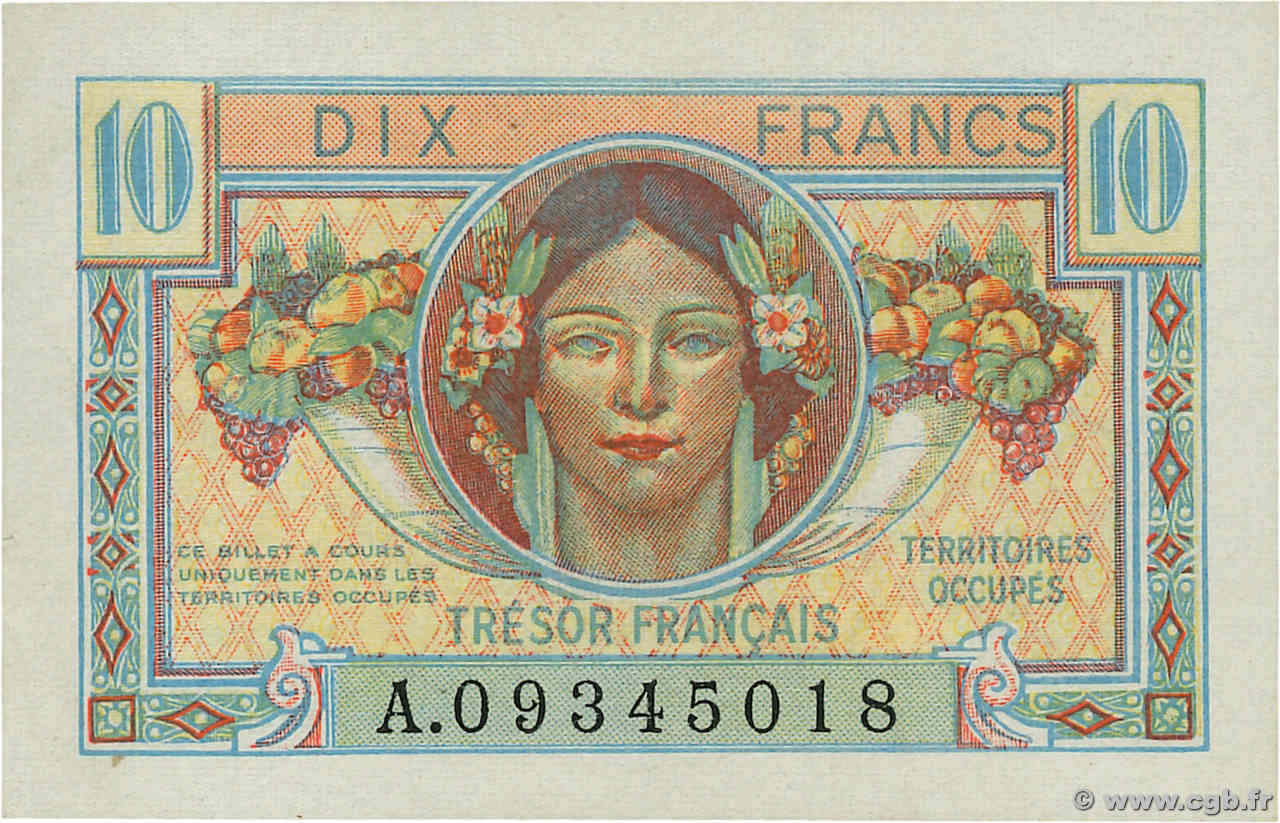 10 Francs TRÉSOR FRANÇAIS FRANCIA  1947 VF.30.01 SPL+