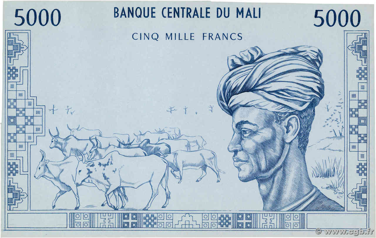 5000 Francs Épreuve MALI  1972 P.14E q.FDC