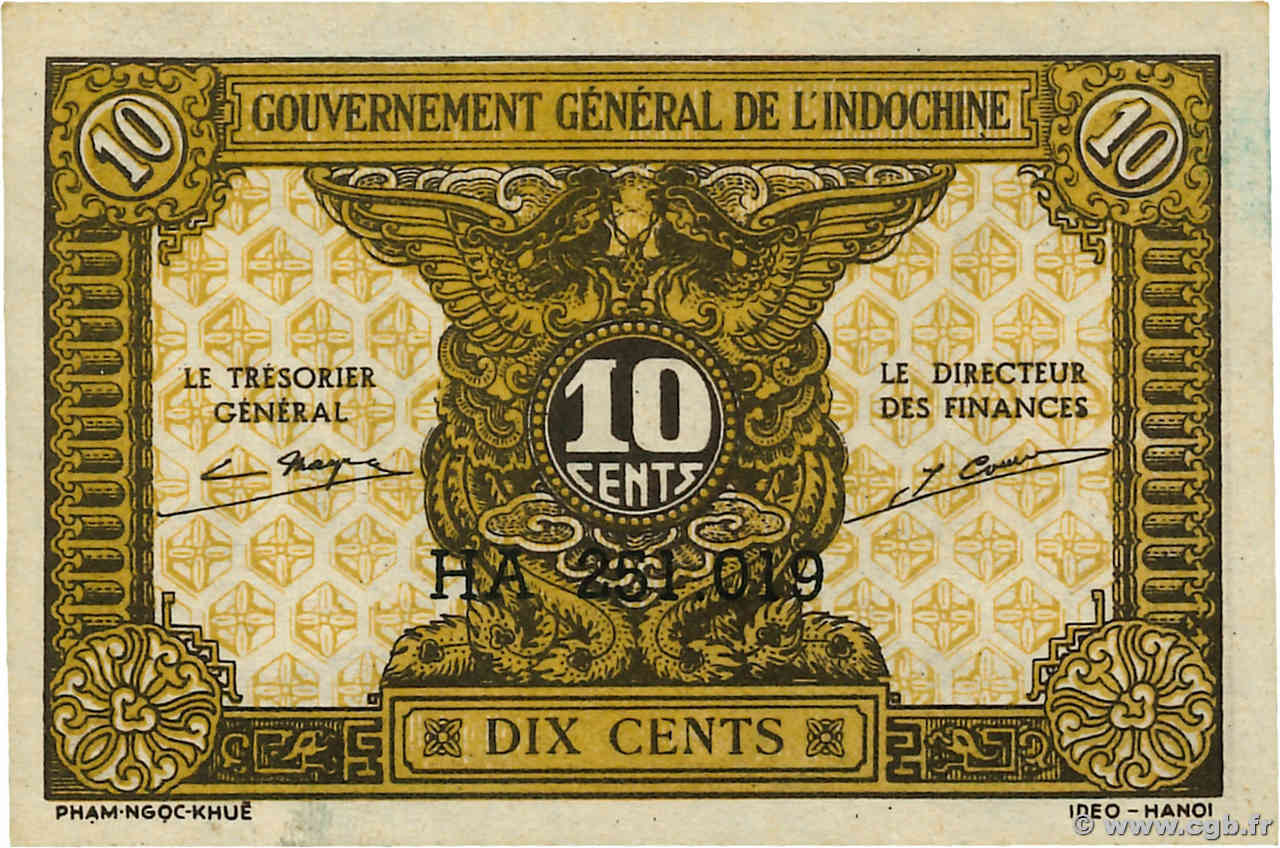 10 Cents INDOCHINE FRANÇAISE  1942 P.089a pr.NEUF