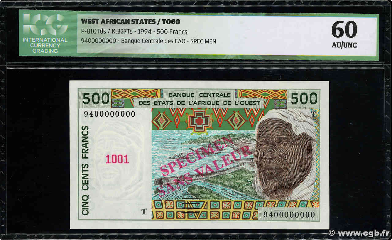 500 Francs Spécimen ÉTATS DE L AFRIQUE DE L OUEST  1994 P.810Tds pr.NEUF