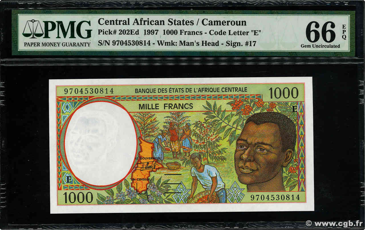 1000 Francs STATI DI L  AFRICA CENTRALE  1997 P.202Ed FDC