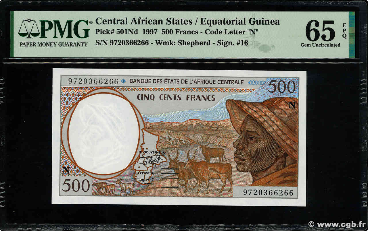 500 Francs STATI DI L  AFRICA CENTRALE  1997 P.501Nd FDC