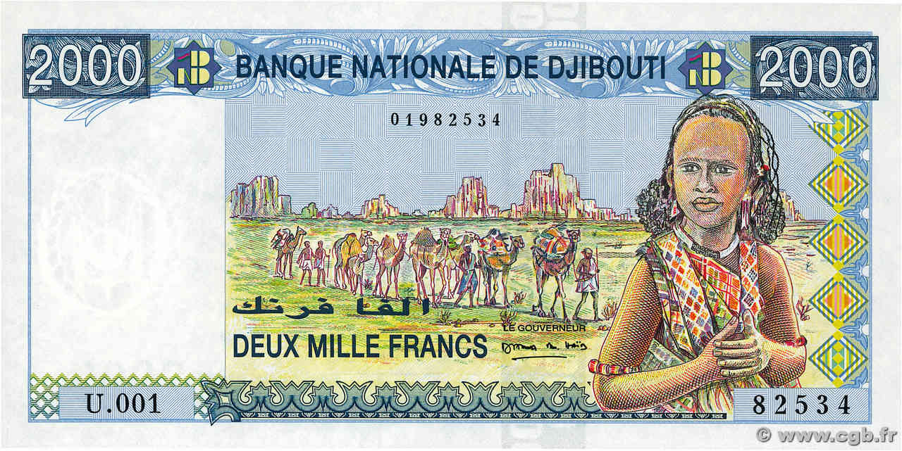 2000 Francs DJIBUTI  1997 P.40 FDC