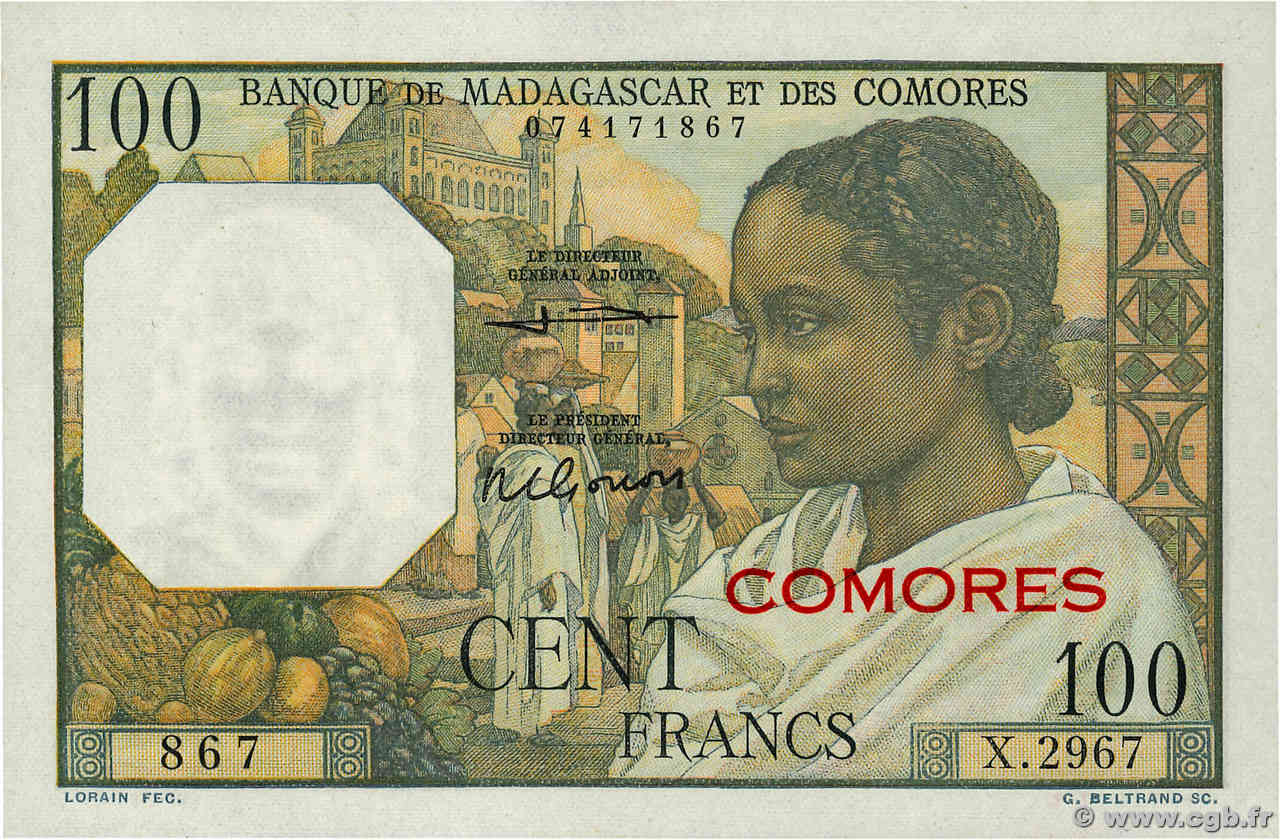 100 Francs COMOROS  1963 P.03b2 UNC