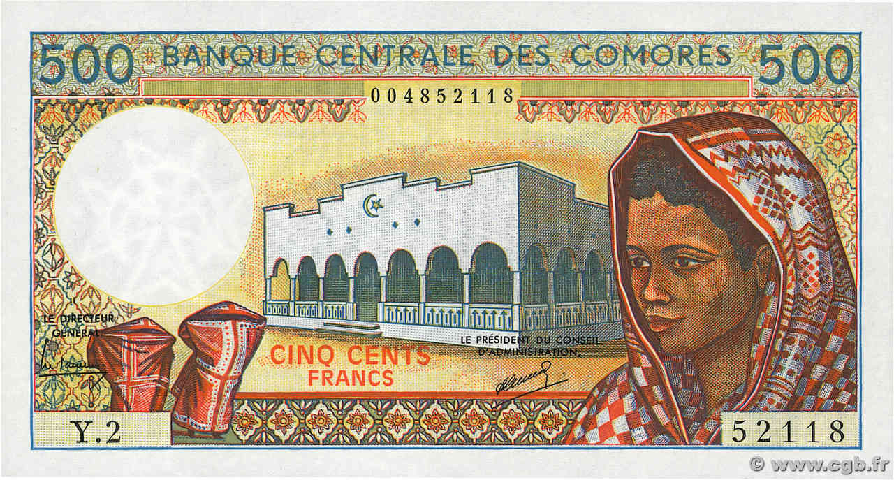 500 Francs COMORE  1986 P.10a2 q.FDC