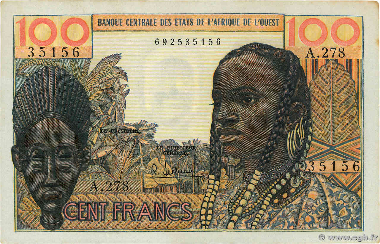 100 Francs STATI AMERICANI AFRICANI  1965 P.002b AU