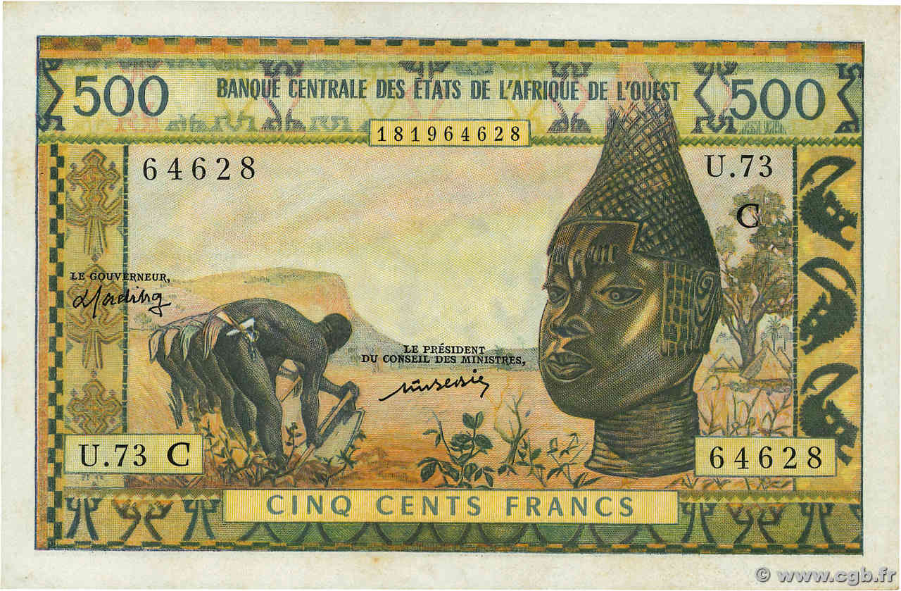 500 Francs ESTADOS DEL OESTE AFRICANO  1977 P.302Cm SC