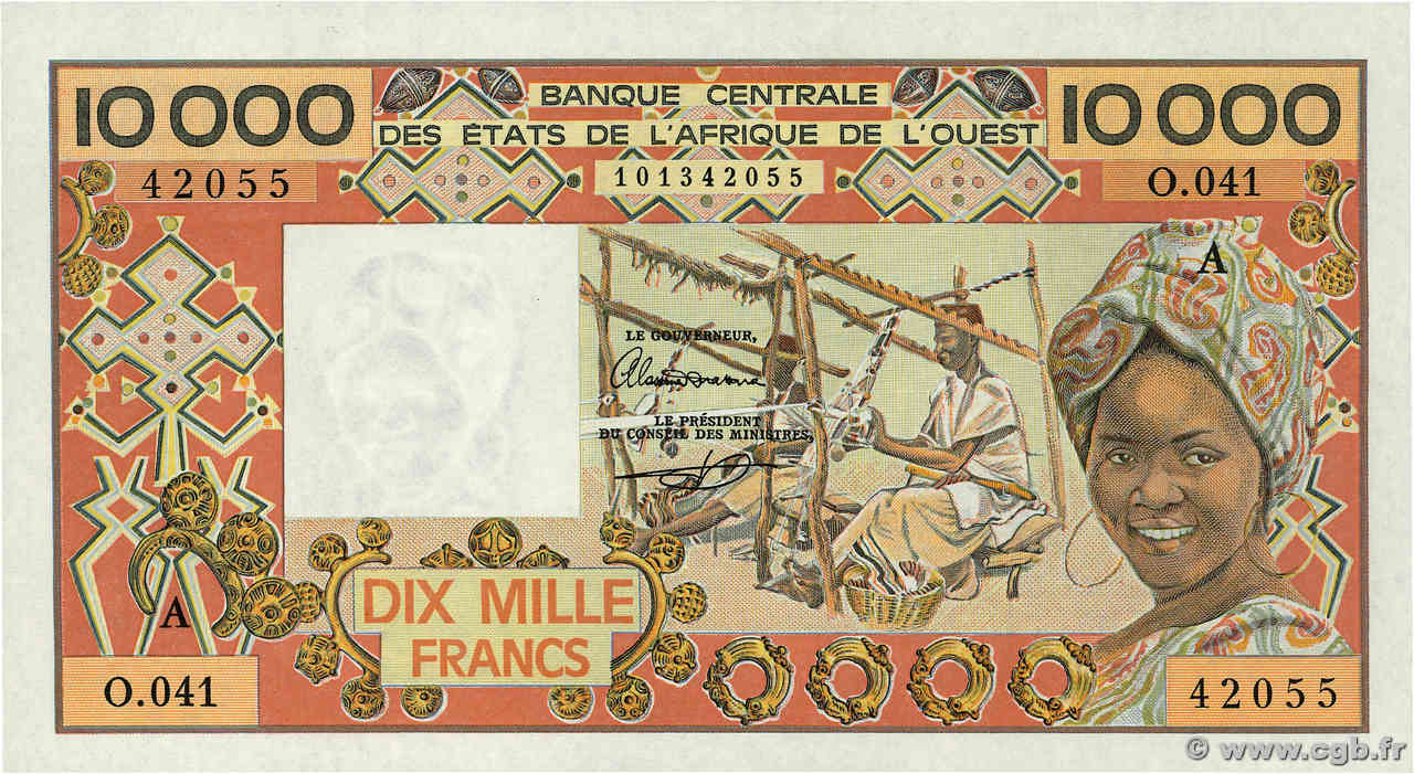 10000 Francs STATI AMERICANI AFRICANI  1989 P.109Ai q.FDC