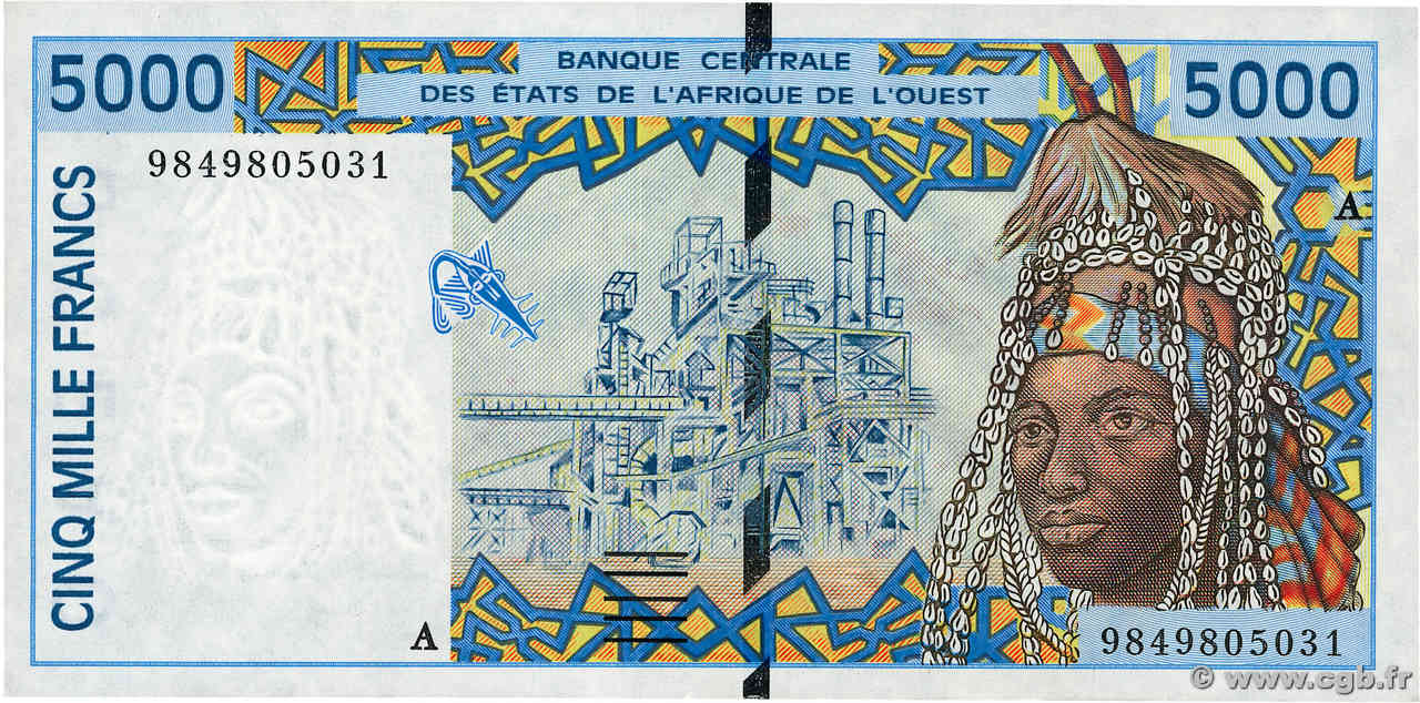 5000 Francs WEST AFRICAN STATES  1998 P.113Ah AU