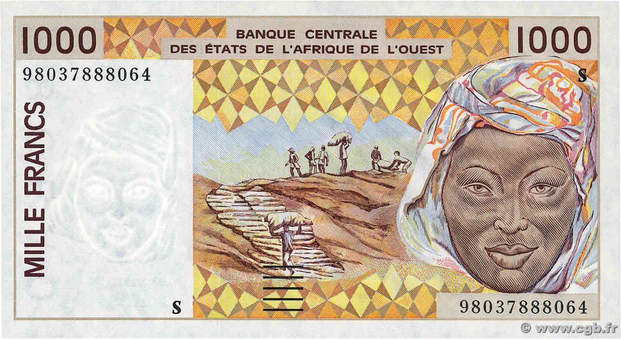 1000 Francs STATI AMERICANI AFRICANI  1998 P.911Sb q.FDC