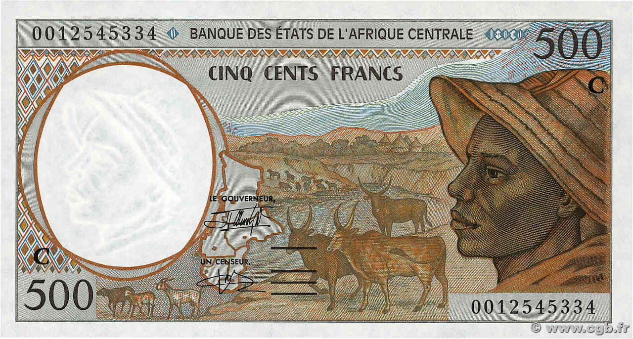 500 Francs ZENTRALAFRIKANISCHE LÄNDER  2000 P.101Cg ST