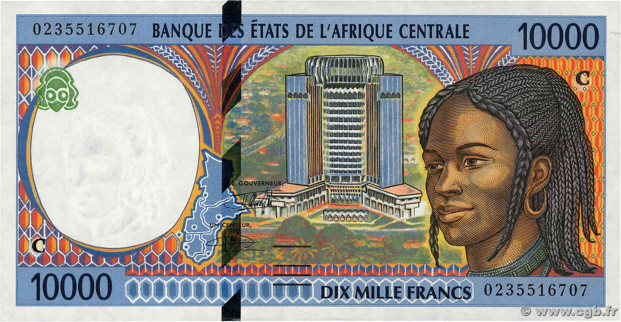 10000 Francs CENTRAL AFRICAN STATES  2002 P.105Cg XF