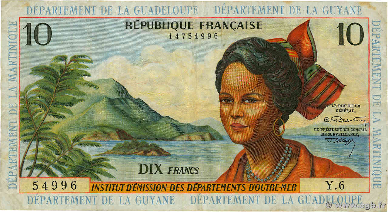 10 Francs ANTILLES FRANÇAISES  1964 P.08b TB