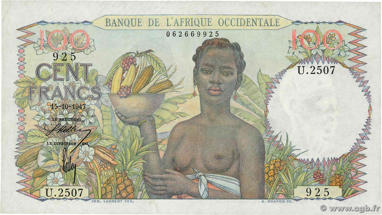 100 Francs FRENCH WEST AFRICA  1947 P.40 SPL+