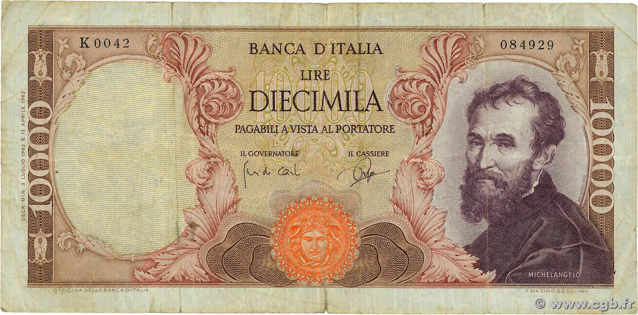 10000 Lire ITALIE  1962 P.097 TB