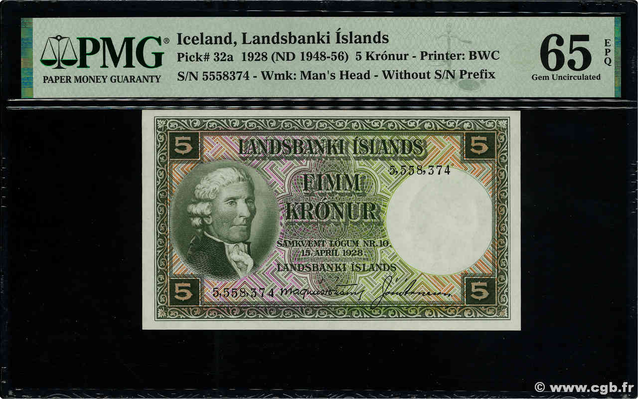 5 Kronur ISLANDIA  1948 P.32a FDC