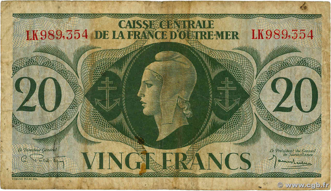 20 Francs FRENCH EQUATORIAL AFRICA  1943 P.17b F