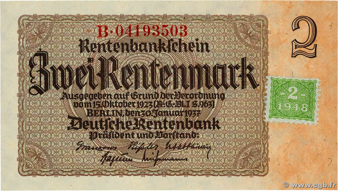 2 Deutsche Mark  DEUTSCHE DEMOKRATISCHE REPUBLIK  1948 P.02 fST+