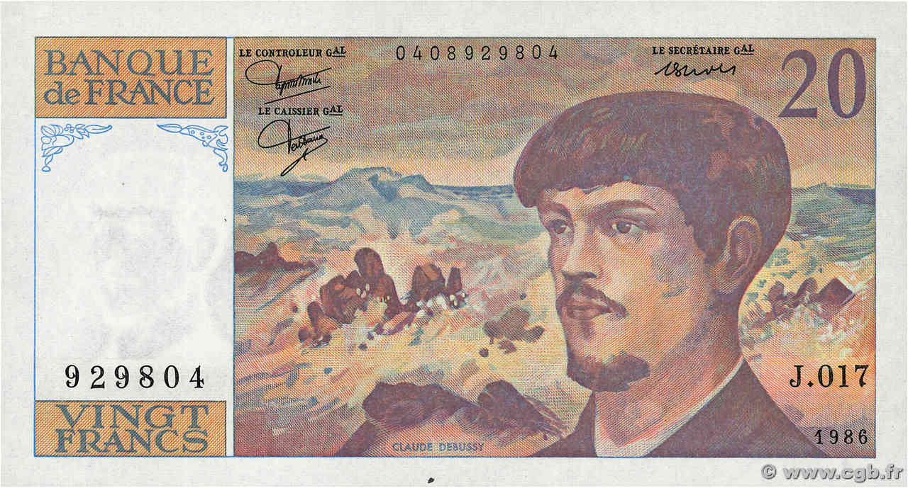 20 Francs DEBUSSY FRANCE  1986 F.66.07 NEUF