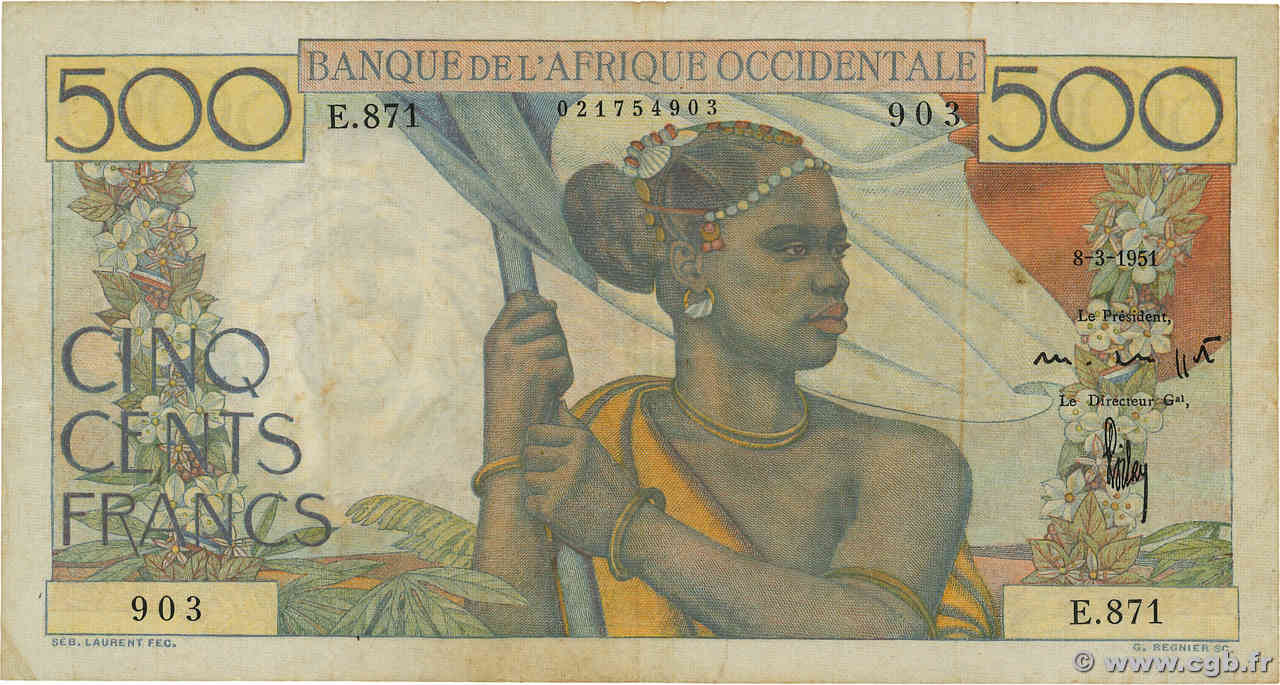 500 Francs FRENCH WEST AFRICA (1895-1958)  1937 P.41 VF-