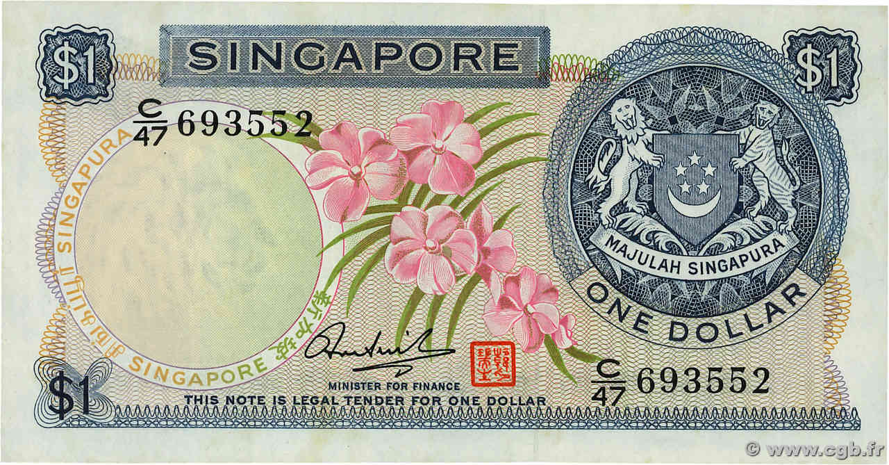 1 Dollar SINGAPORE  1972 P.01d UNC-