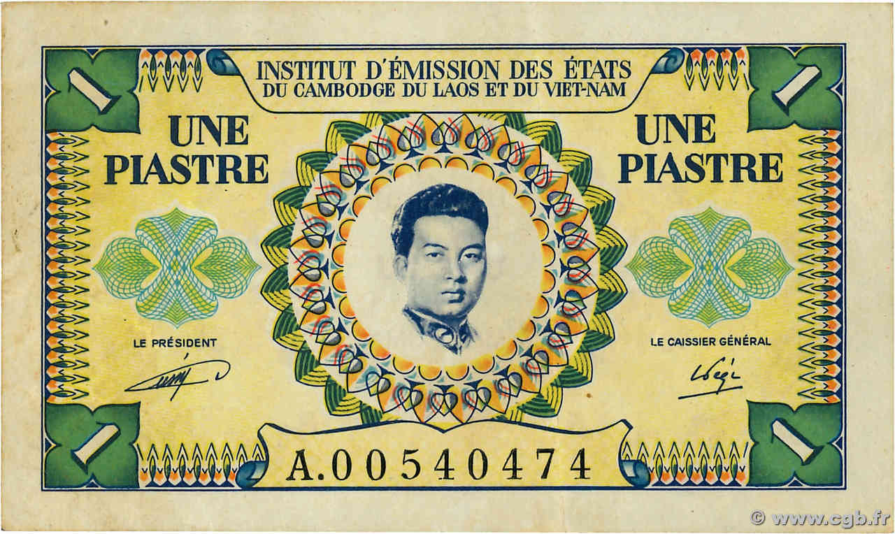 1 Piastre - 1 Riel FRENCH INDOCHINA  1953 P.093 VF