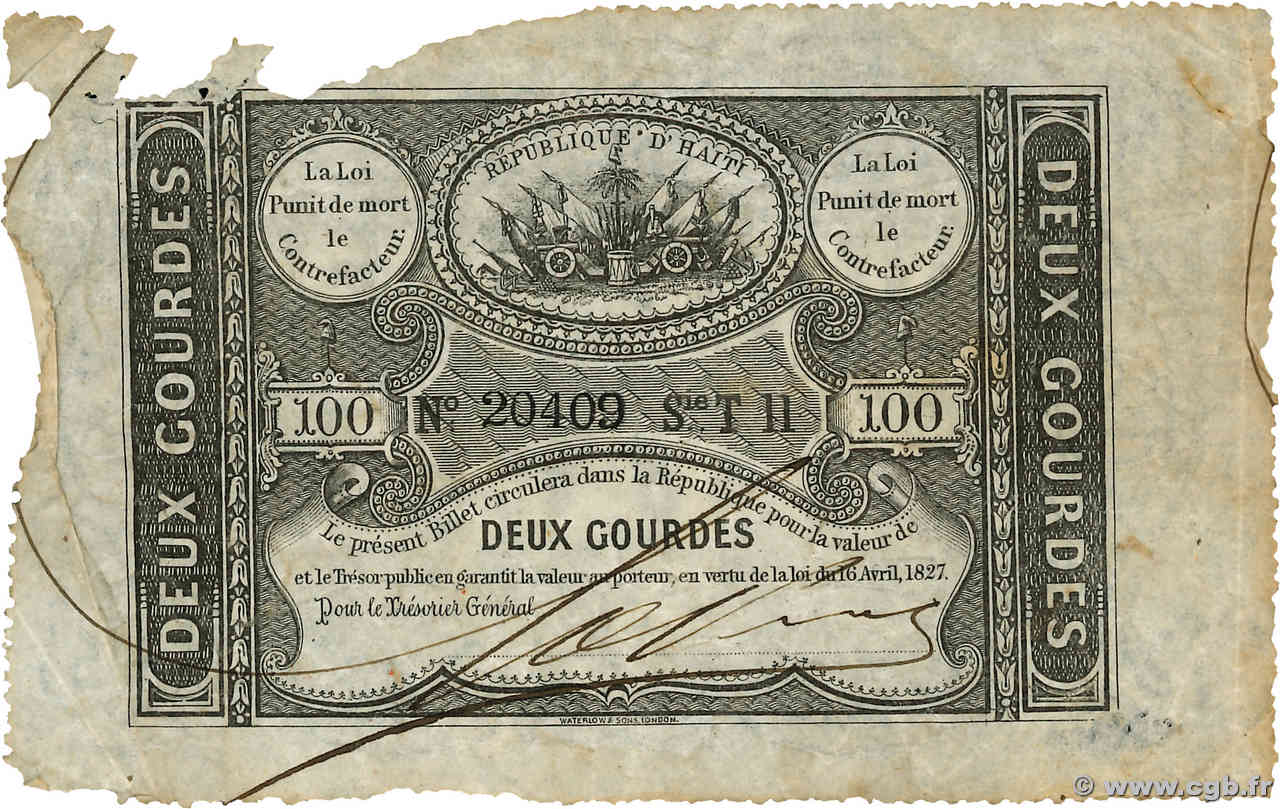 2 Gourdes HAÏTI  1827 P.035 F