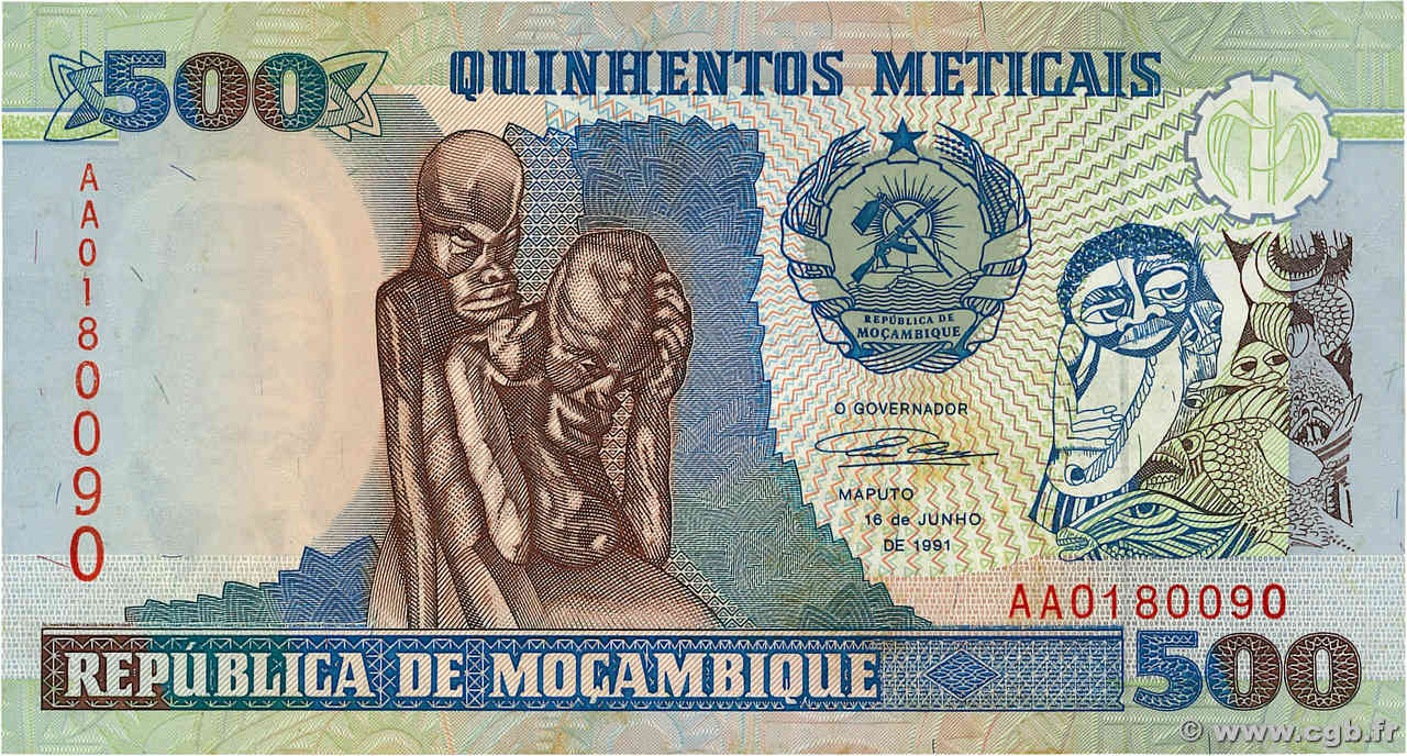 500 Meticais MOZAMBIK  1991 P.134 fST+