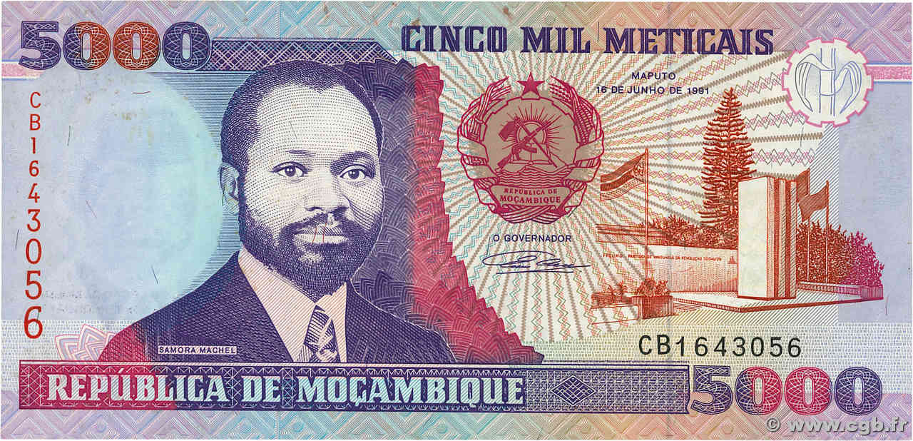 5000 Meticais MOZAMBIQUE  1991 P.136 UNC-