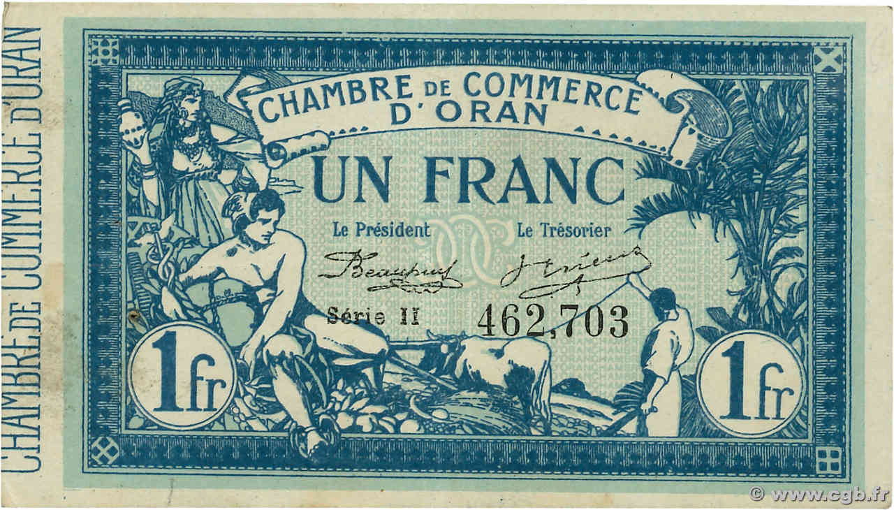 1 Franc ALGERIEN Oran 1915 JP.141.20 fVZ