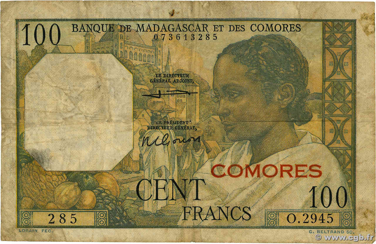 100 Francs COMOROS  1963 P.03b2 F