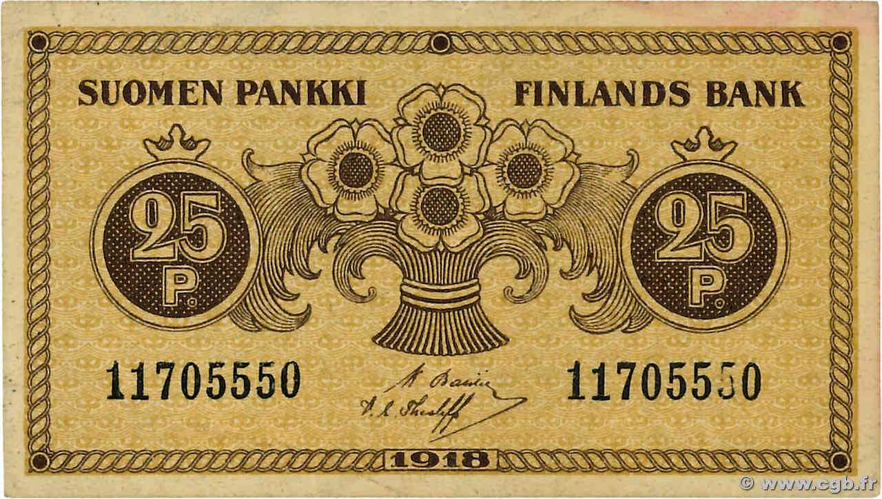 25 Pennia FINLANDE  1918 P.033 SUP