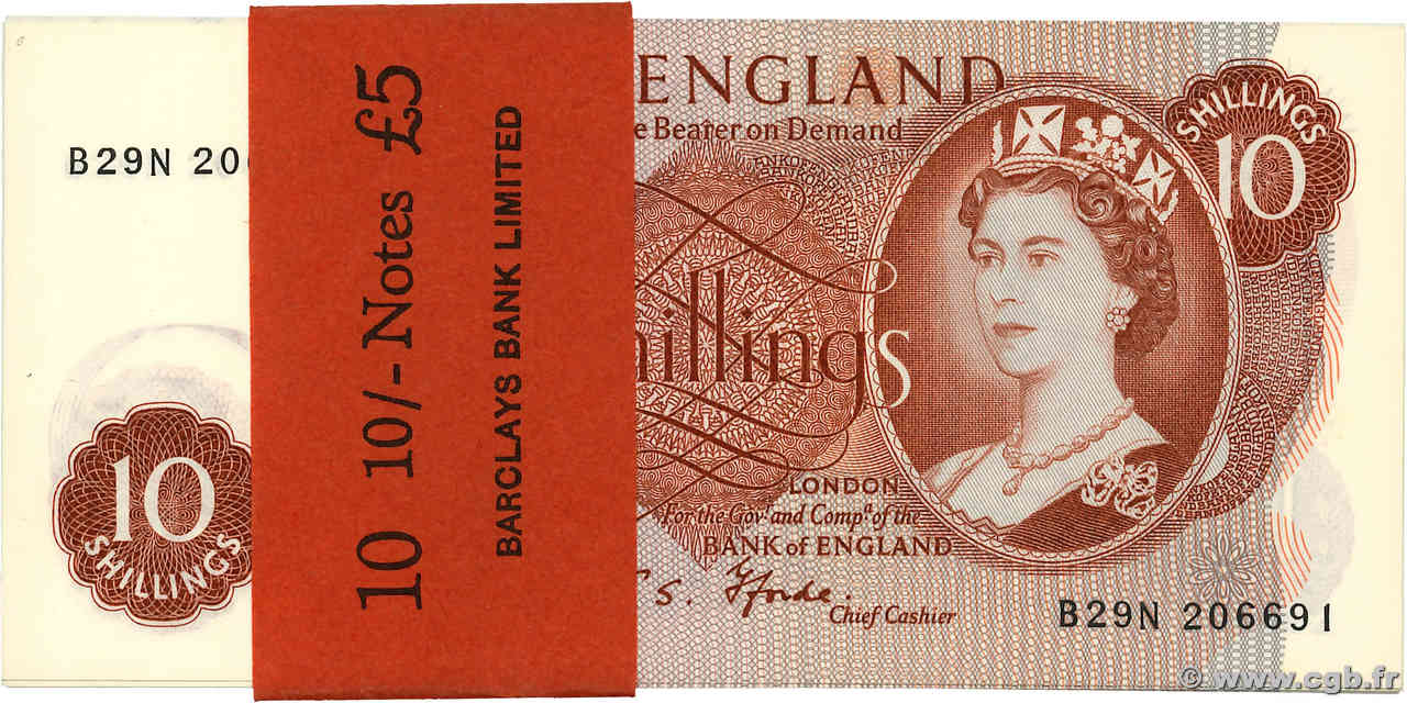 10 Shillings Liasse INGLATERRA  1966 P.373c FDC