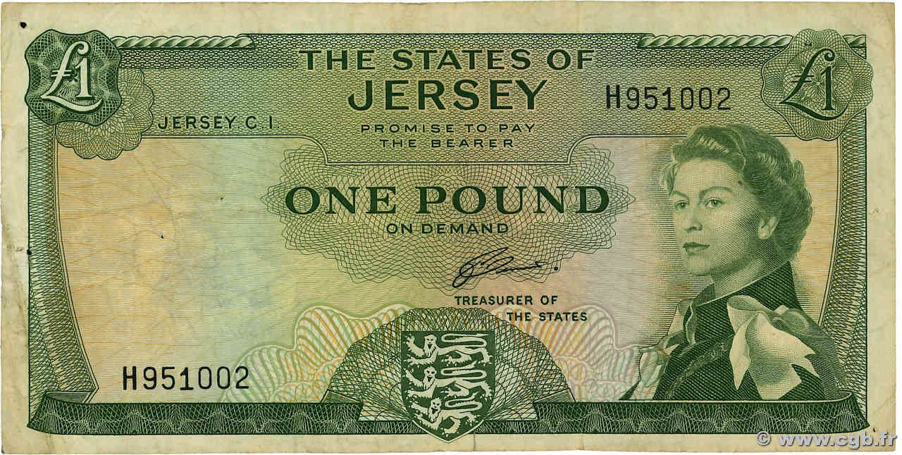 1 Pound ISLA DE JERSEY  1963 P.08b BC