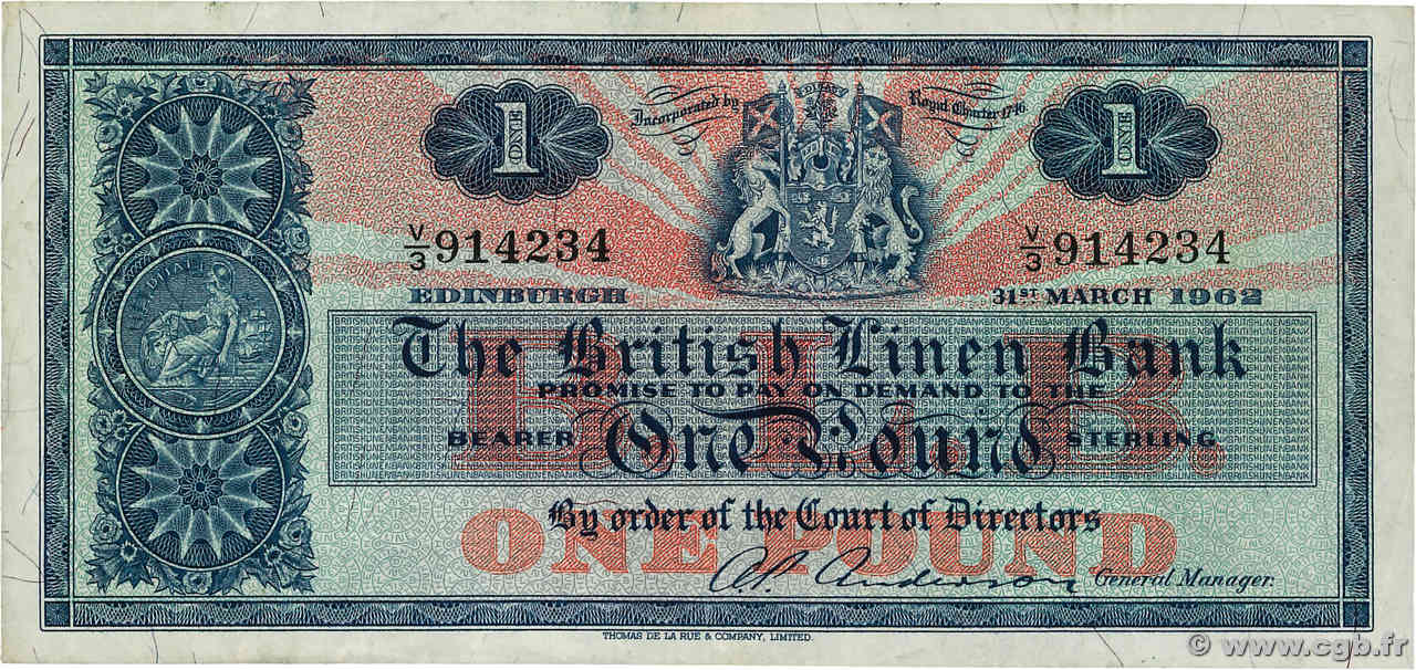 1 Pound SCOTLAND  1962 P.166a F+