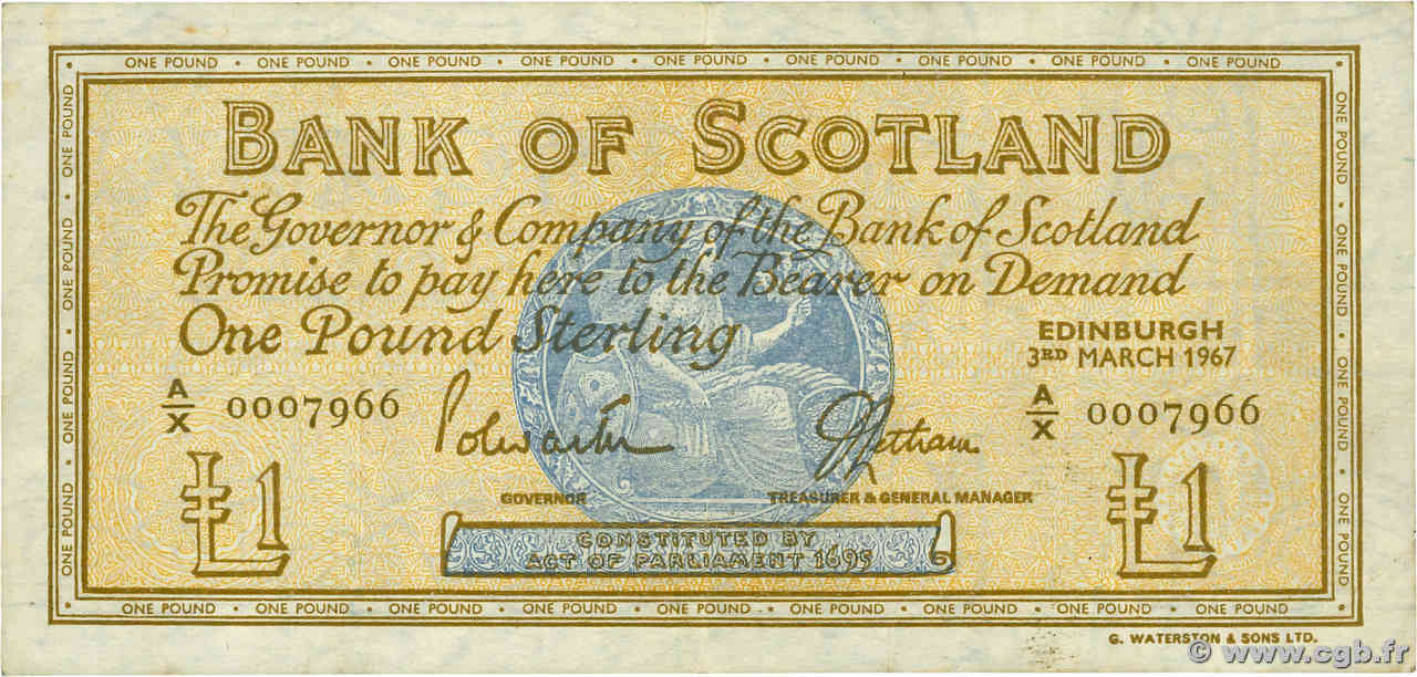 1 Pound SCOTLAND  1967 P.105b VF