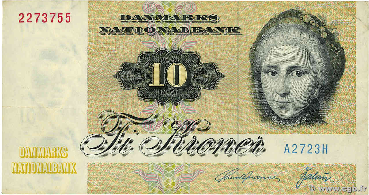 10 Kroner DINAMARCA  1972 P.048b MBC+