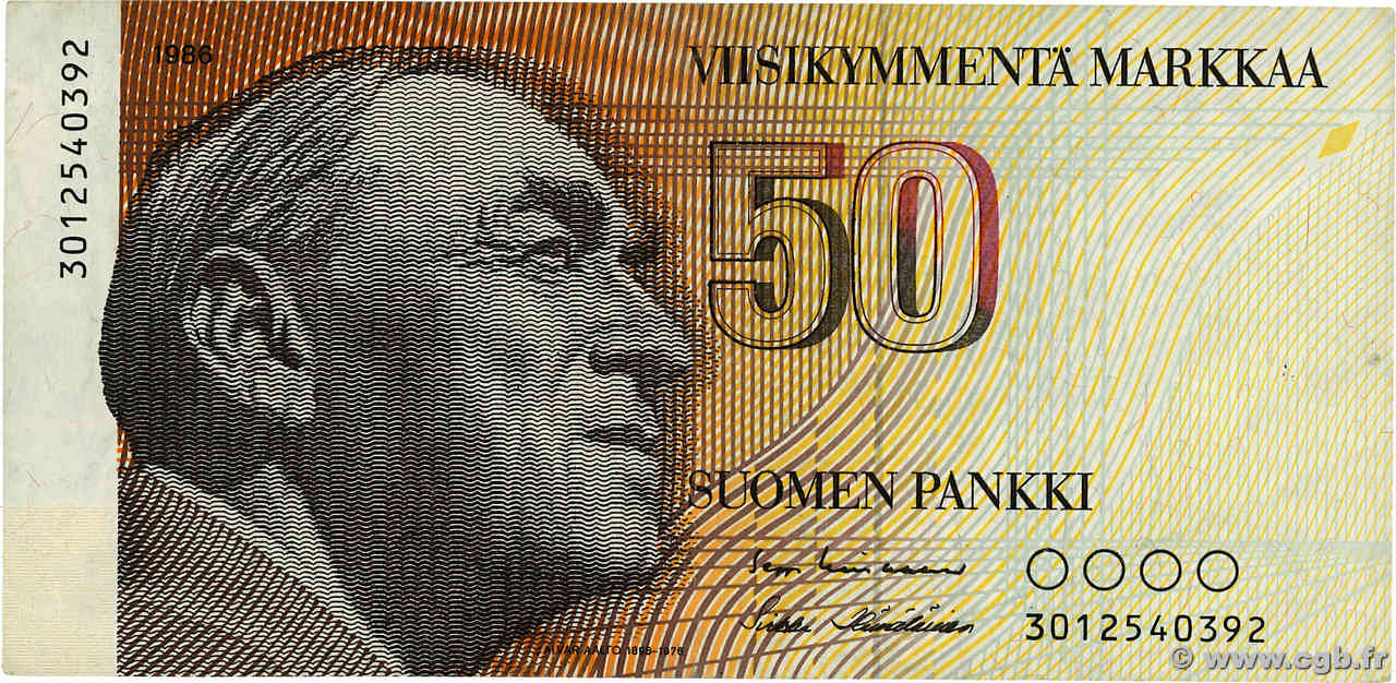 50 Markkaa FINLANDIA  1986 P.114a BC+