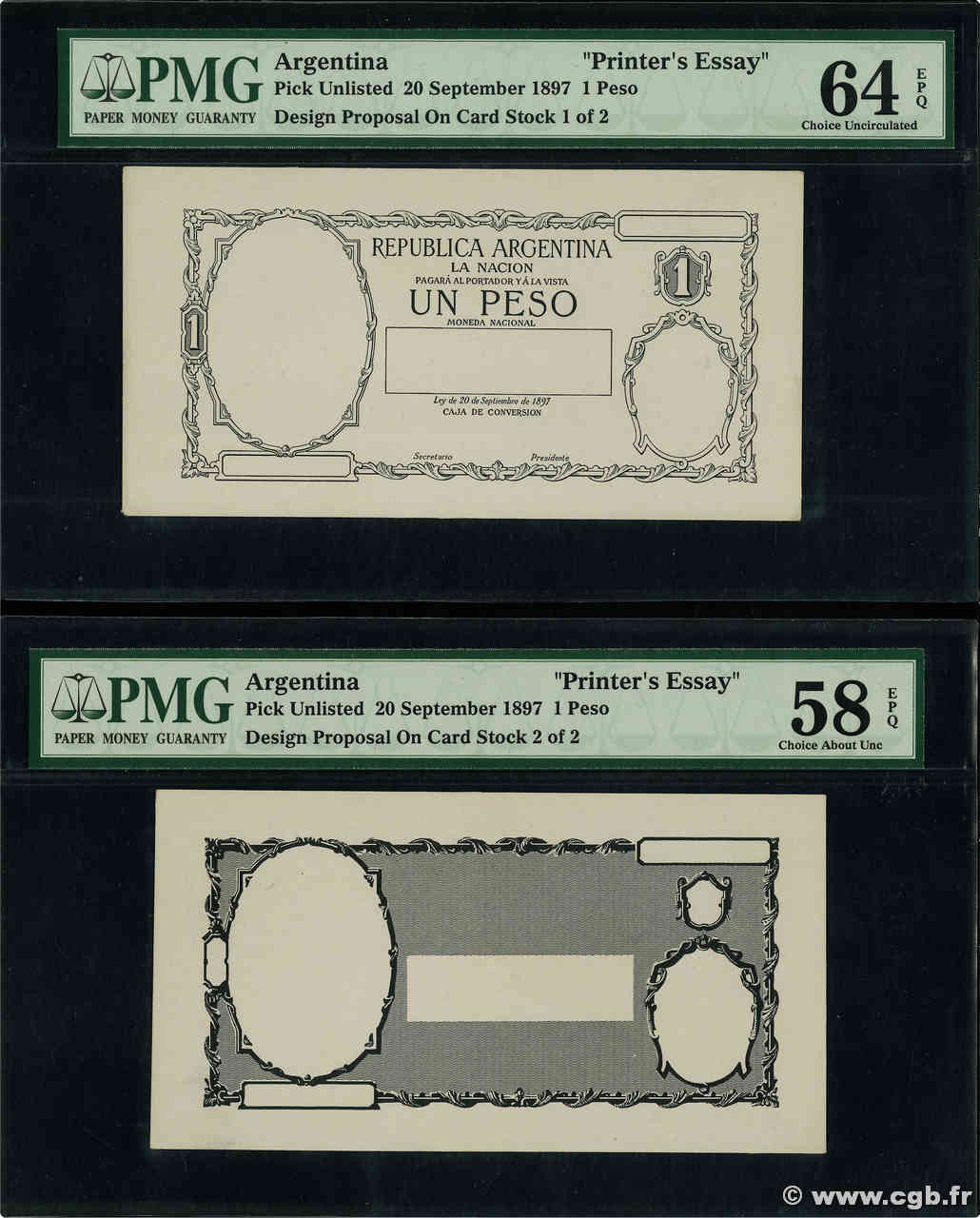 1 Peso Essai ARGENTINA  1897 P.- SC+