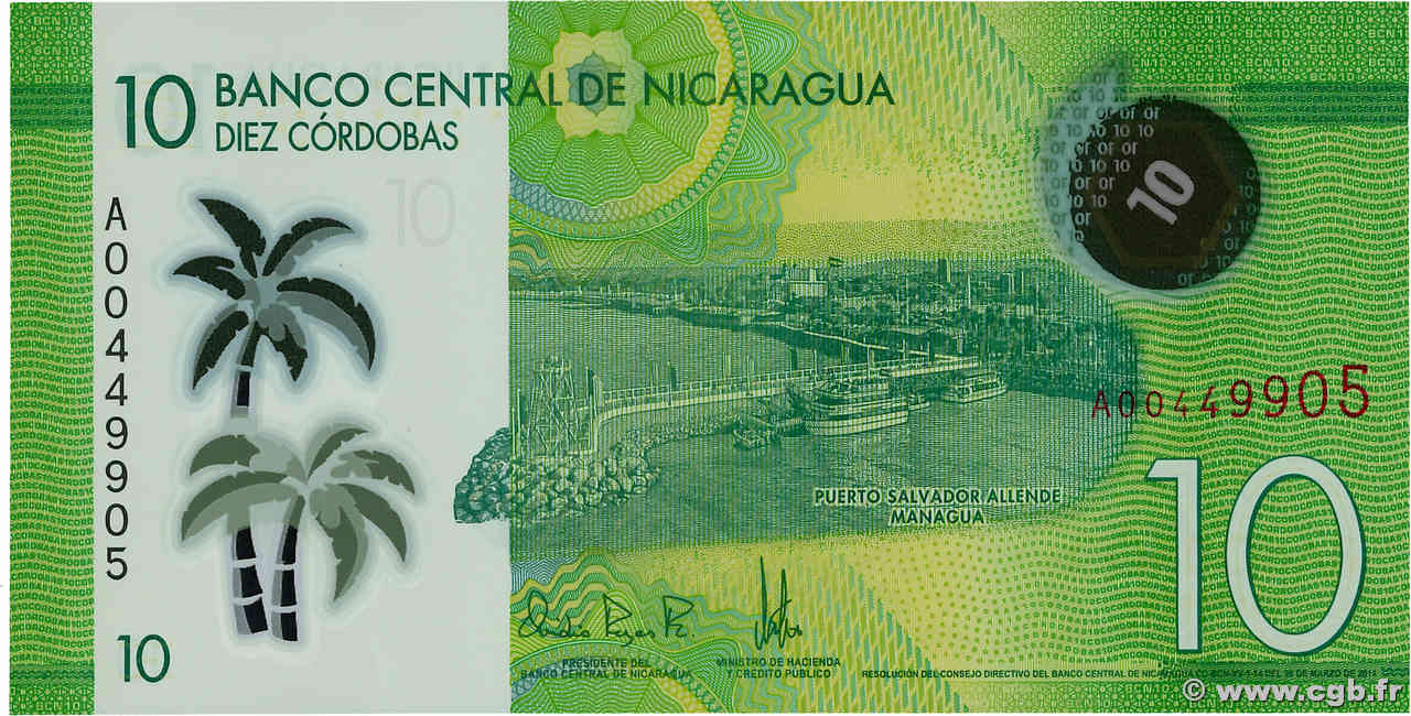 10 Cordobas NICARAGUA  2014 P.209a UNC