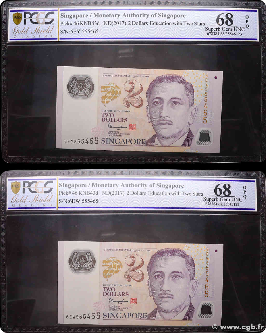 2 Dollars Lot SINGAPUR  2005 P.46b et P.46c FDC