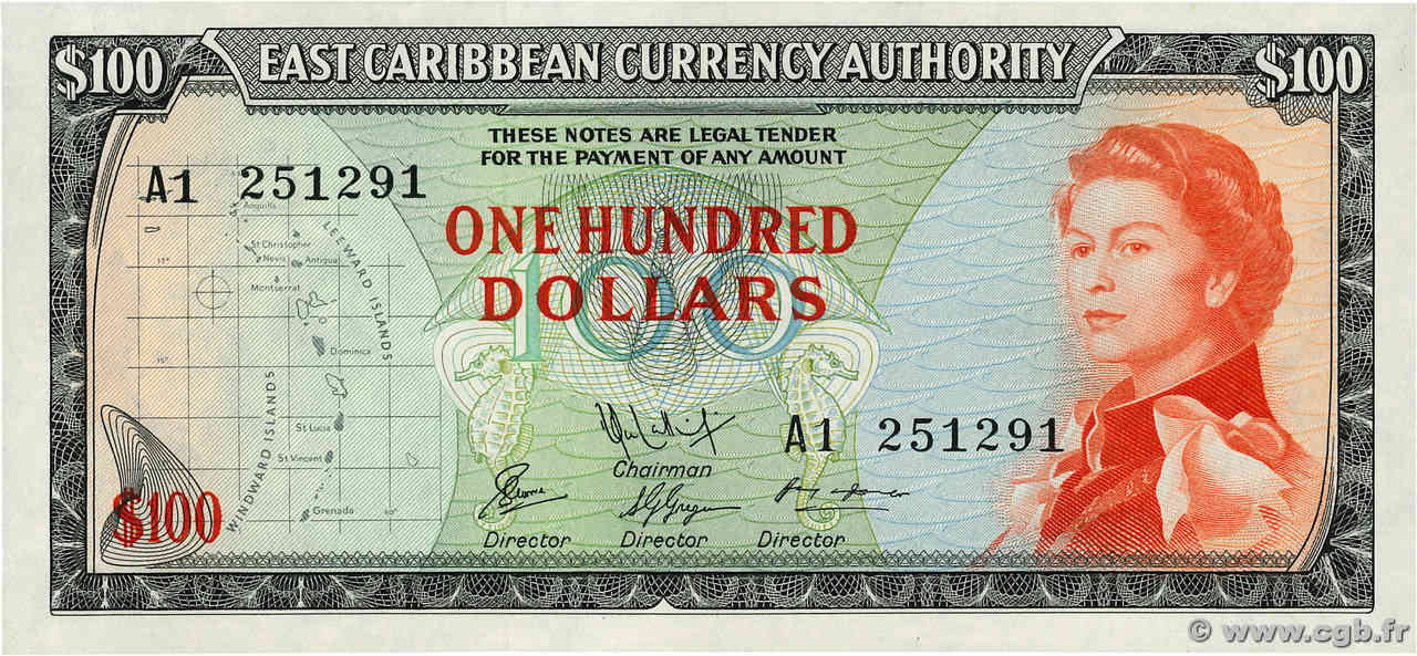 100 Dollars EAST CARIBBEAN STATES  1965 P.16f SPL