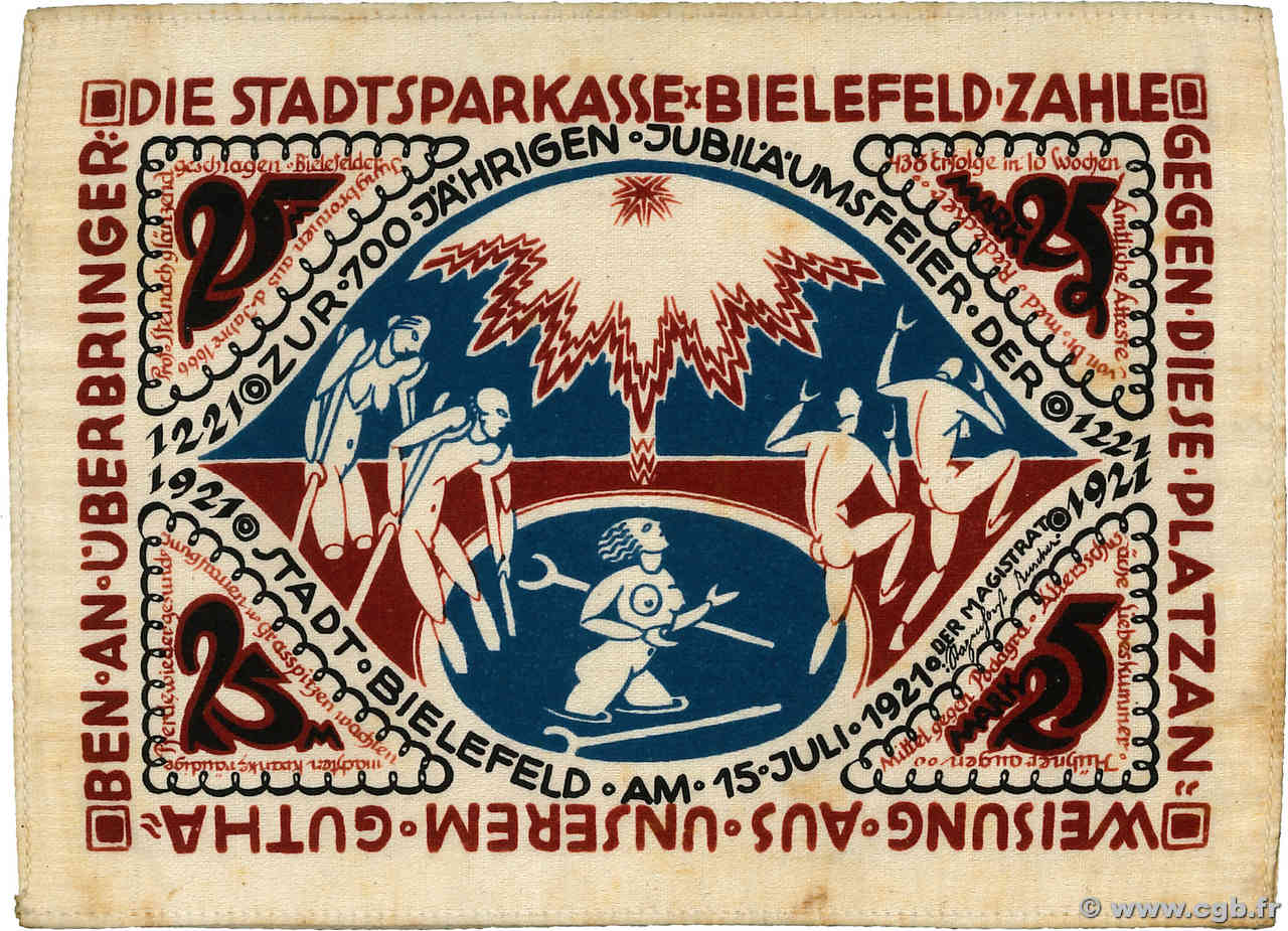 25 Mark ALEMANIA Bielefeld 1921 P.- EBC