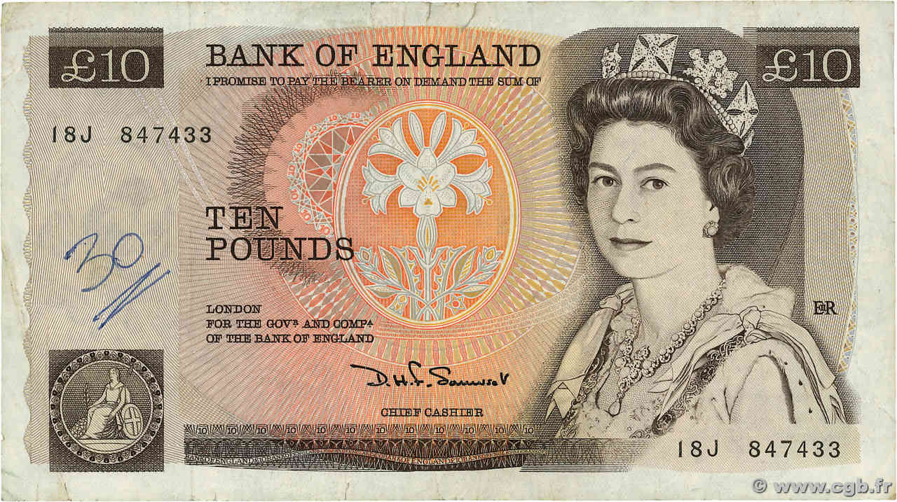 10 Pounds ENGLAND  1987 P.379b F