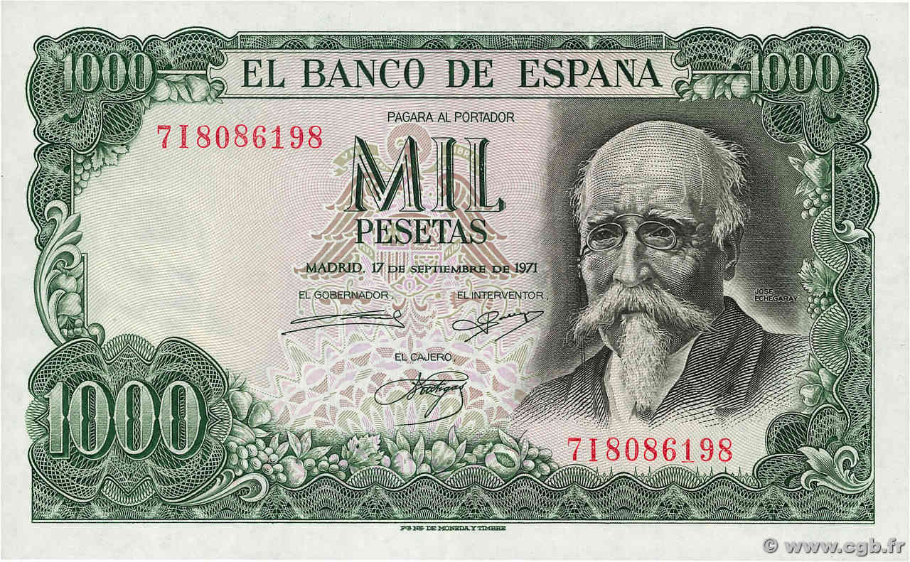1000 Pesetas ESPAGNE  1971 P.154 SPL