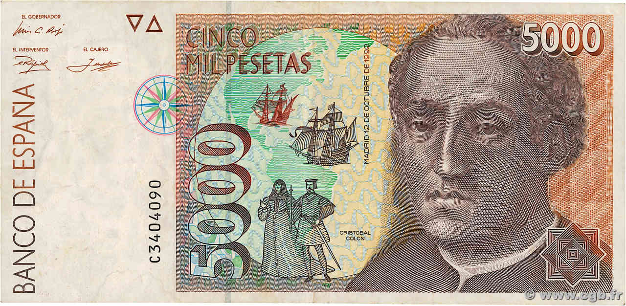 5000 Pesetas ESPAGNE  1992 P.165 TTB+