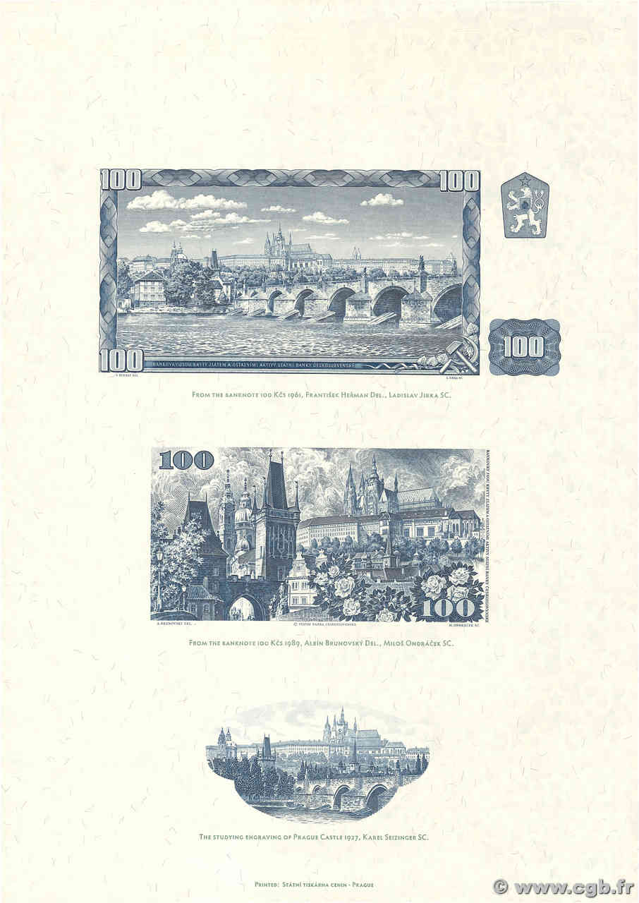 100 Korun Planche TCHÉCOSLOVAQUIE  1961 P.(091) et P.(097) SPL