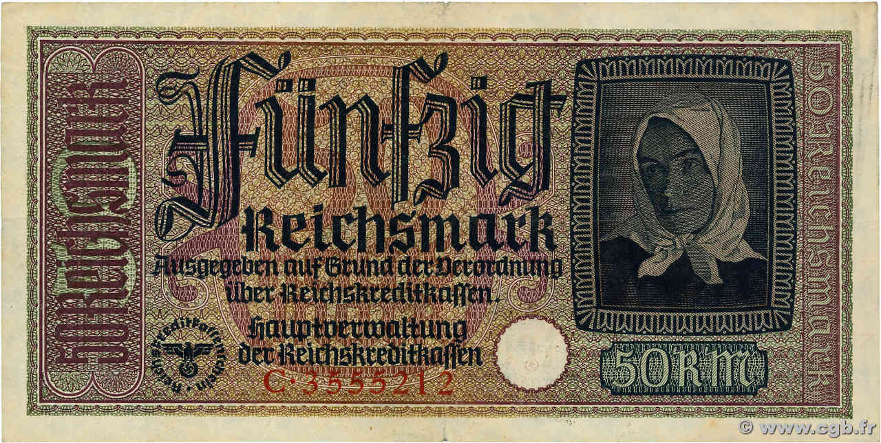 50 Reichsmark ALLEMAGNE  1940 P.R140 pr.SUP